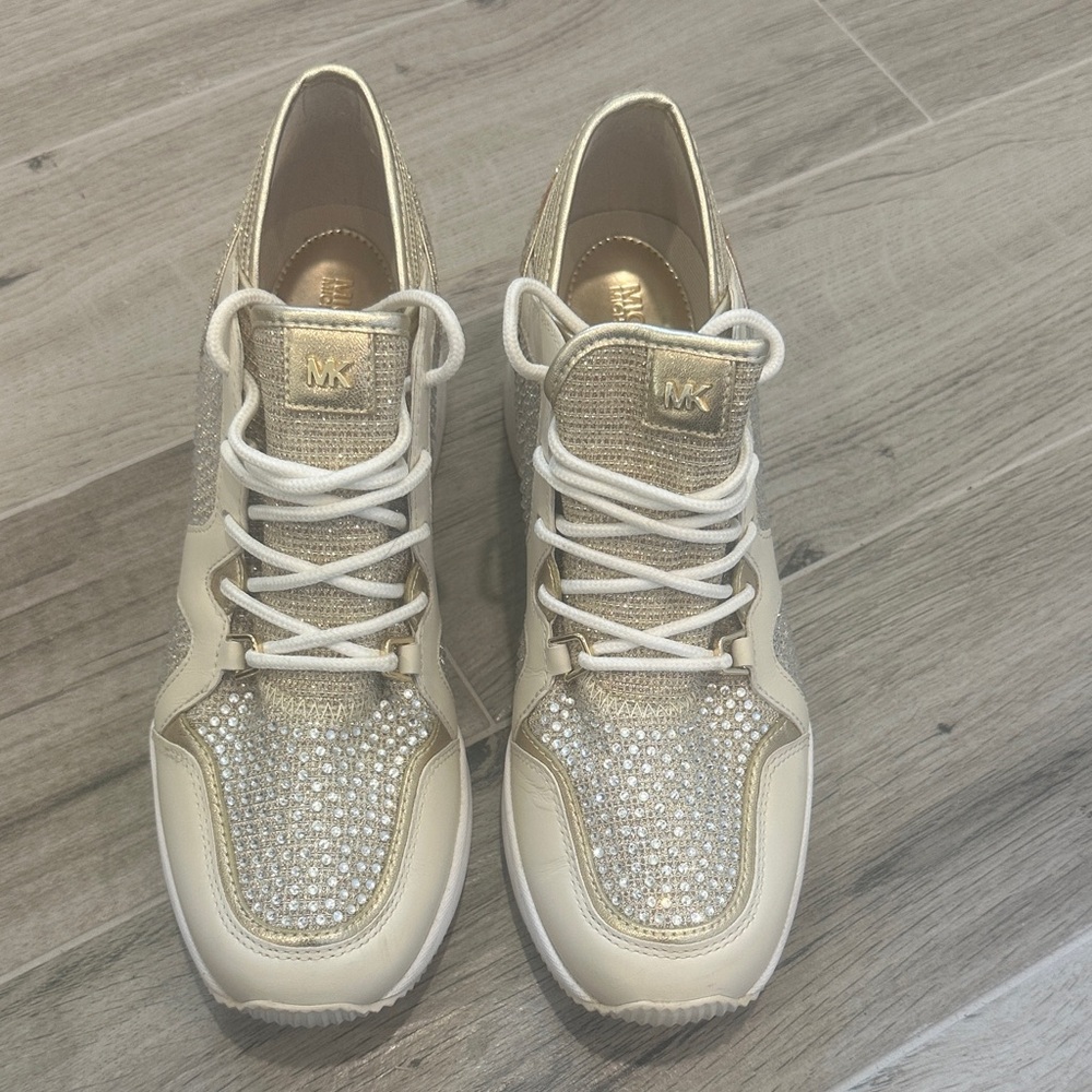 Michael Kors Sparkling Gold and Cream Sneakers